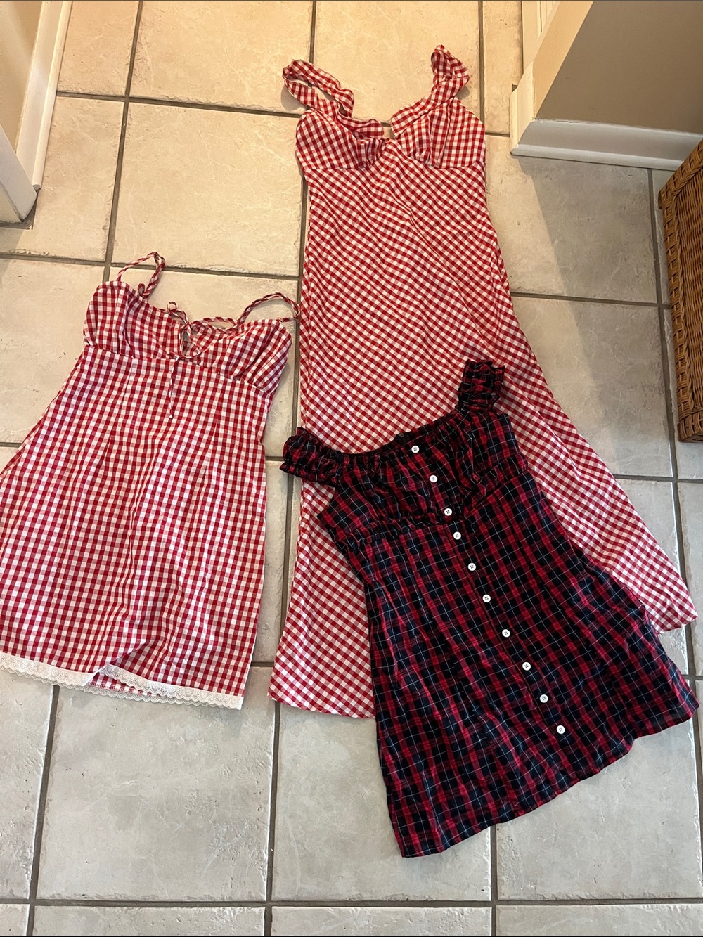 SHEIN Red Gingham & Red/Black Plaid  Dresses bundled